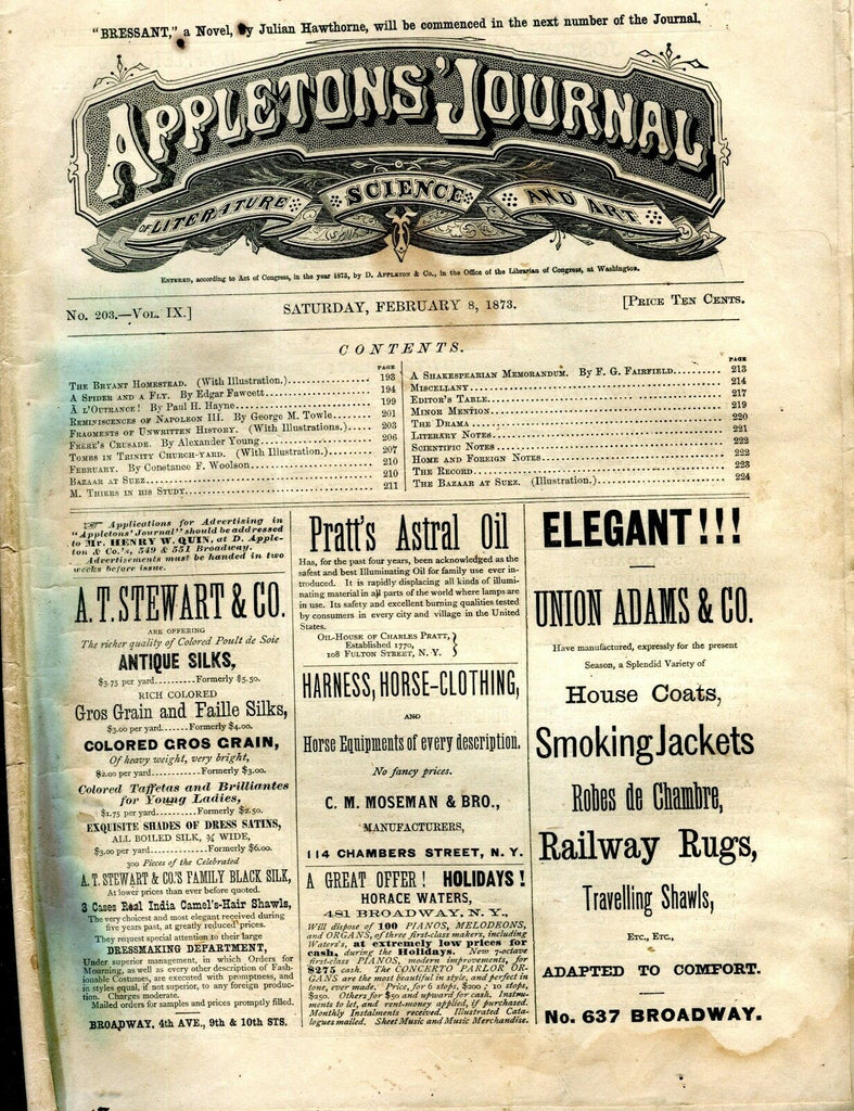 Appletons' Journal February 8 1873 The Bryant Homestead GD 101716jhe