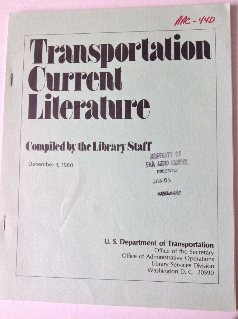 Transportation Current Literature Magazine December 1, 1980 FAL 050517nonrh