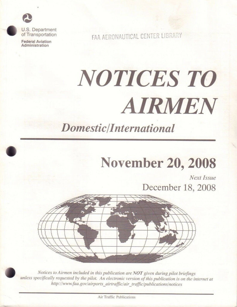Notices To Airmen November 20 2008 USDOT FAA Library 090617FAA3