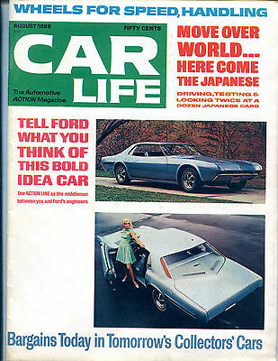 Car Life Magazine August 1968 Ford Japanese Cars EX NO ML 121415jhe