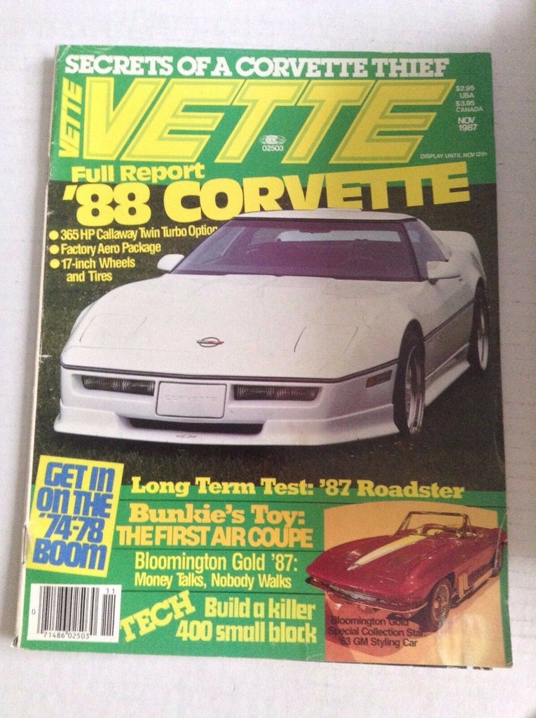 Vette Magazine 365 HP Callaway Twin Turbo Option November 1987 032517NONRH