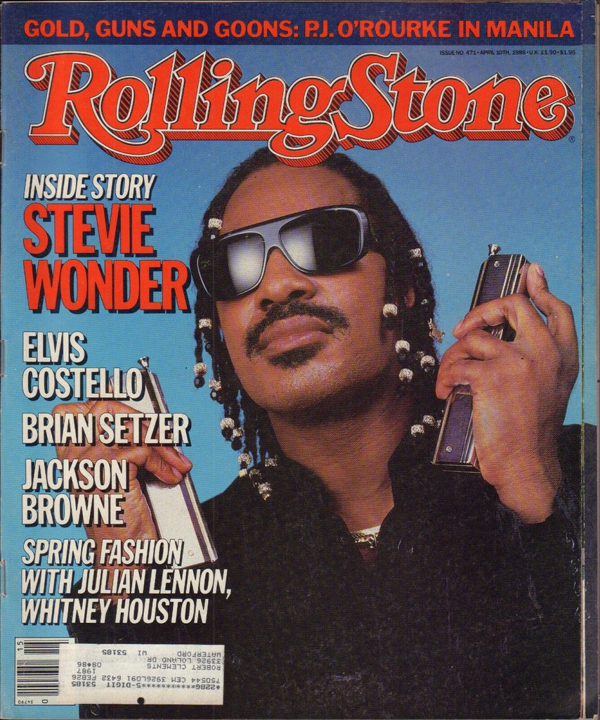 Rolling Stone April 10 1986 Stevie Wonder, Jackson Browne w/ML GD 122816DBE