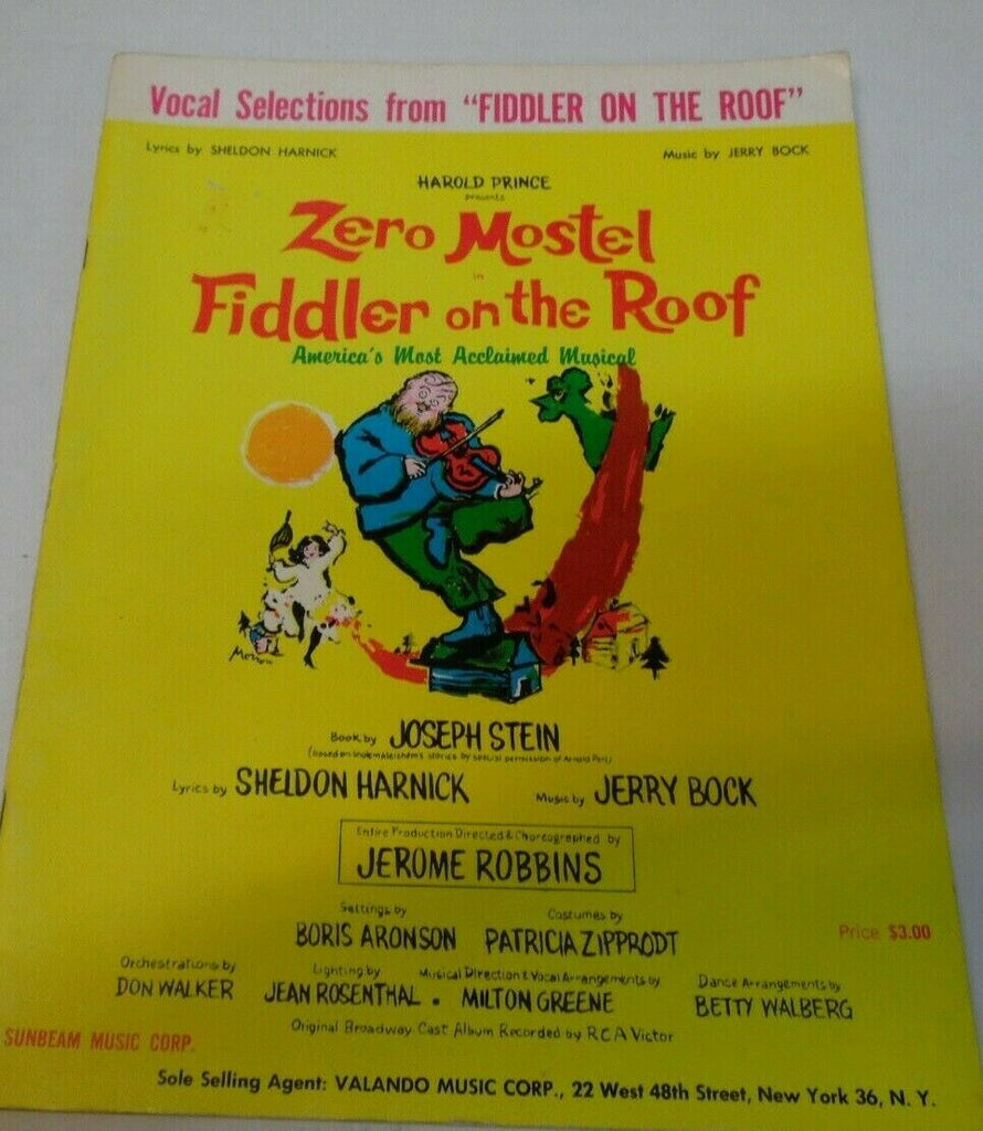 Zero Mostel Fiddler on the Roof sheet music book 020820LLE