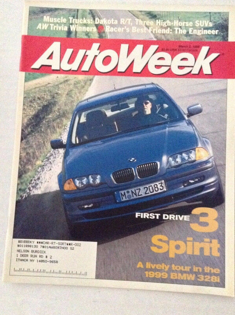 Autoweek Magazine 3 Spirit BMW 328i March 2, 1998 020117RH