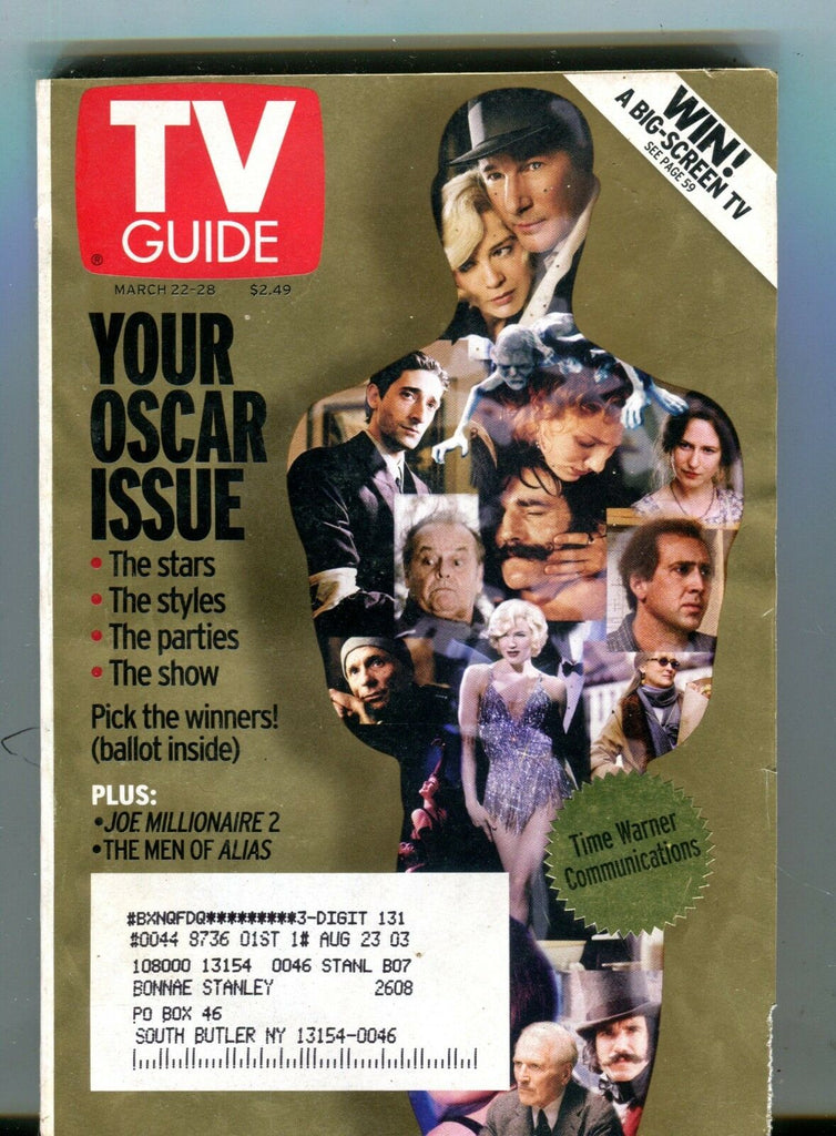 TV Guide Magazine March 22-28 2003 Oscar Issue EX w/ML 122016jhe