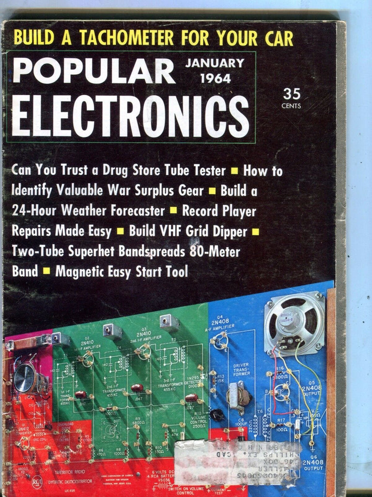 Popular Electronics Magazine Janaury 1964 Tachometer For Car 070517nonjhe