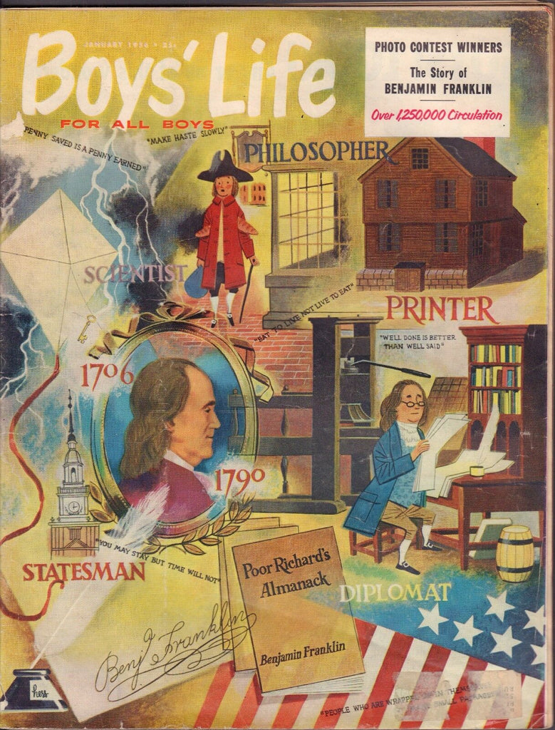 Boys Life January 1956 Benjamin Franklin w/ML 011717DBE