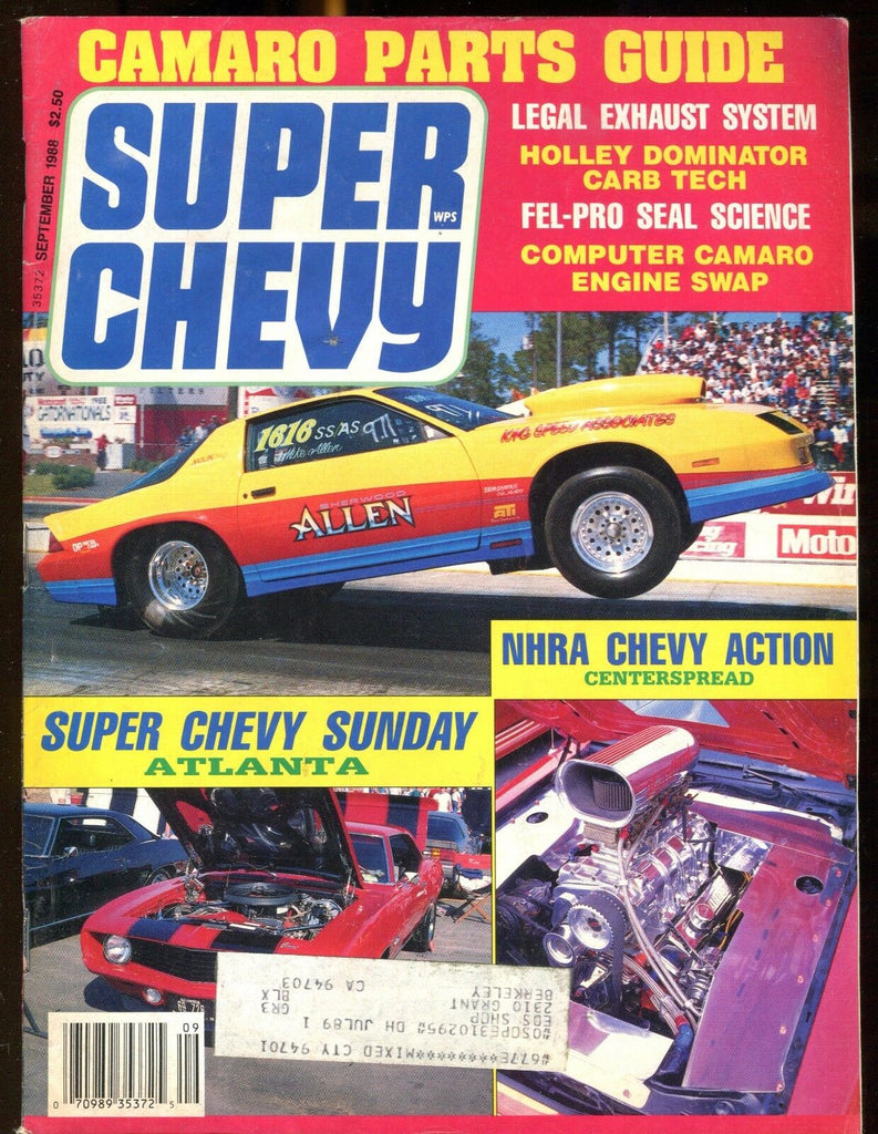 Super Chevy Magazine September 1988 Camaro Parts EX w/ML 030117nonjhe