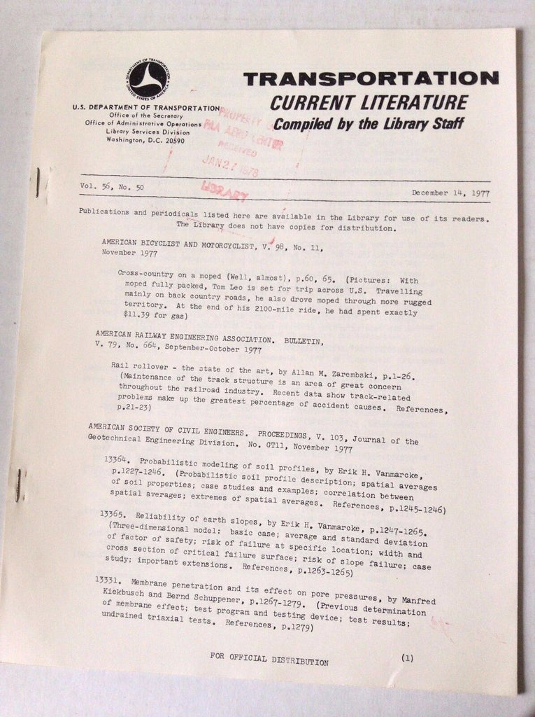 Transportation Current Literature Magazine December 14, 1977 FAL 050517nonrh