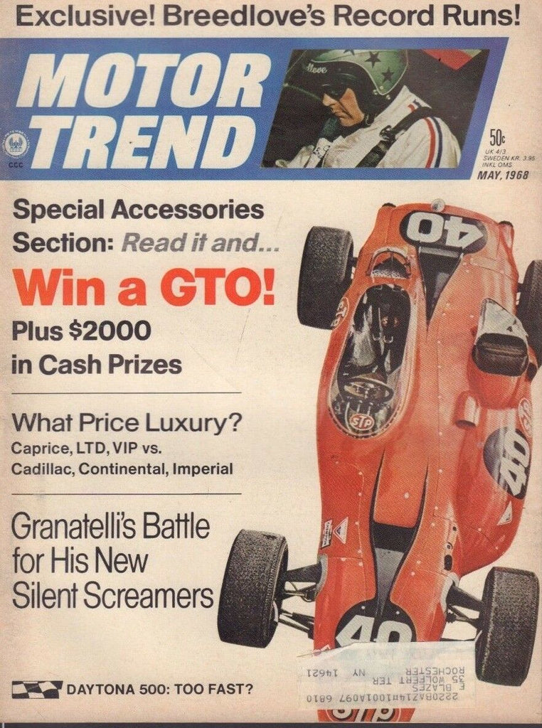 Motor Trend May 1968 Craig Breedlove Eric Dahlquist w/ML 122218DBE