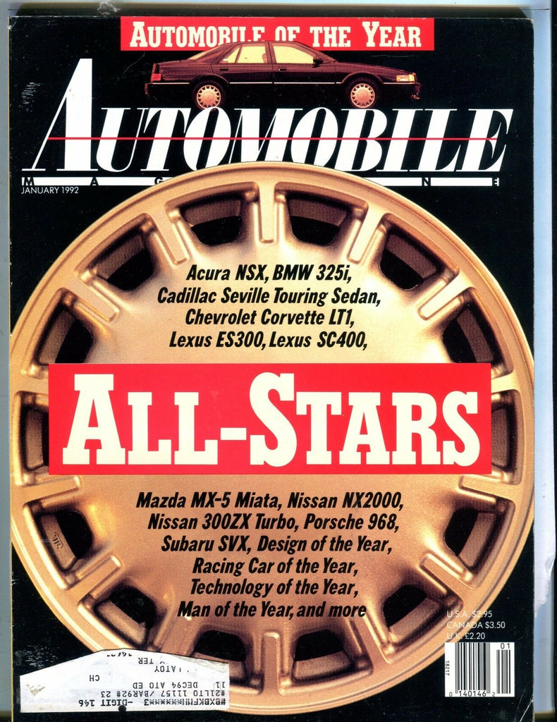 Automobile Magazine January 1992 Acura NSX EX w/ML 042617nonjhe