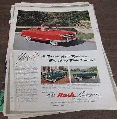 Vintage 1950's NASH Cars Magazine Advertisements HUGE LOT, 58 Pieces! CAR