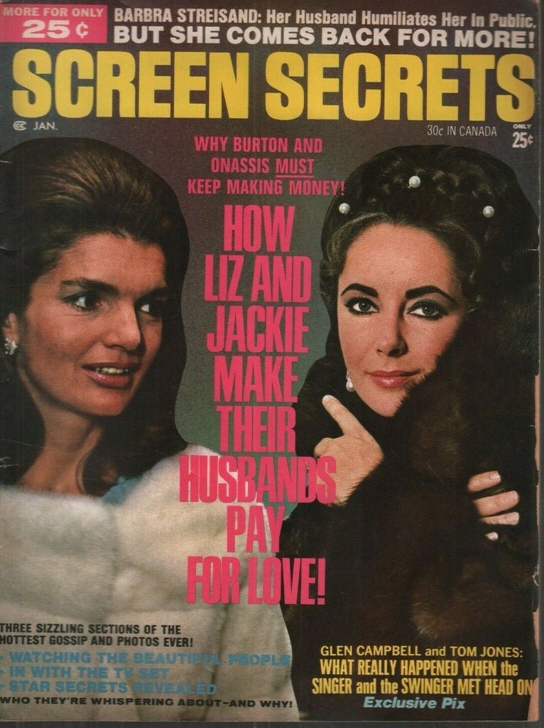 Screen Secrets January 1970 Jackie Kennedy Elizabeth Taylor 072419AME3