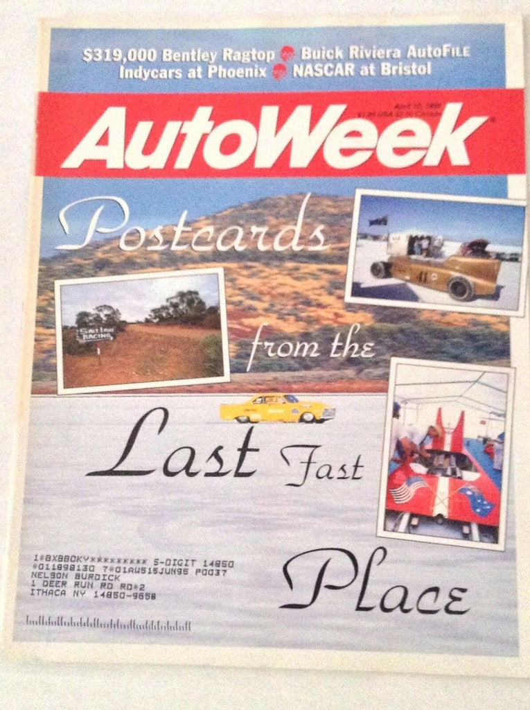 Autoweek Magazine Indycars At Phoenix Nascar Bristol April 10, 1995 011617rh