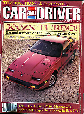 Car and Driver Magazine November 1983 300ZX Turbo! Fast Fords VGEX 122915jhe