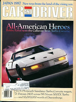 Car and Driver Magazine November 1986 Bobby Rahal Corvette EX 122915jhe