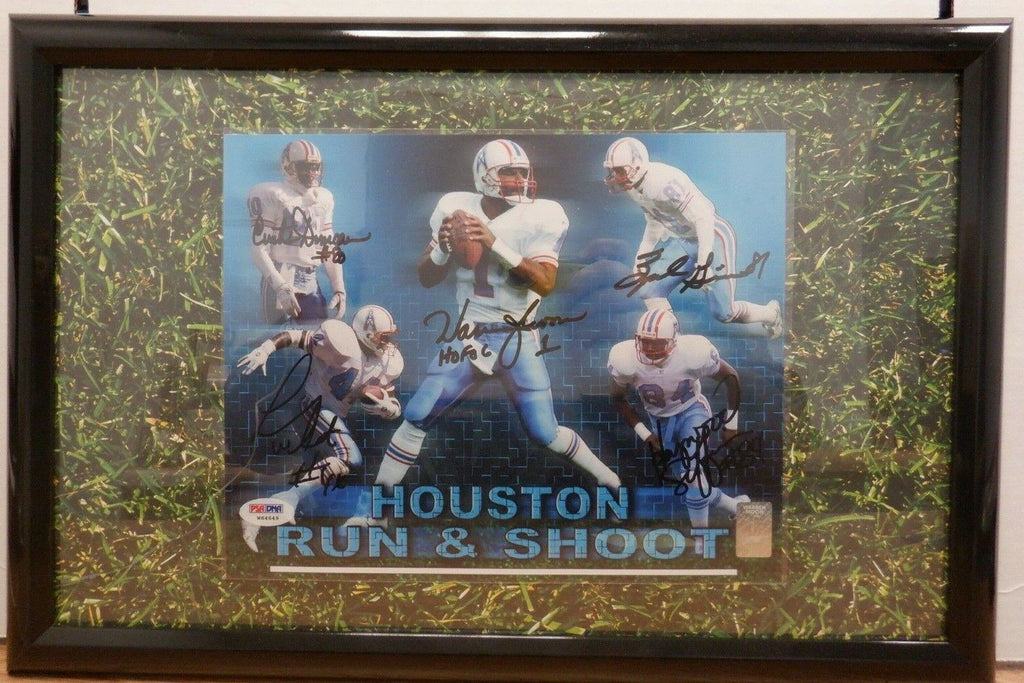 Warren Moon Haywood Jeffries White Duncan 5 Signature Houston Oilers Photo PSA