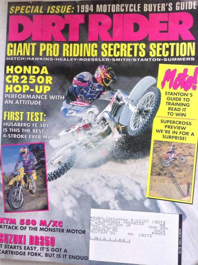 Dirt Rider Magazine Honda CR250R March 1994 092117nonrh