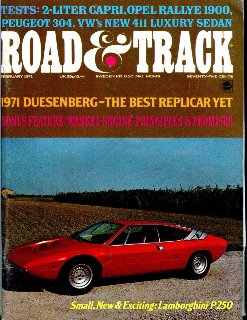 Road & Track Magazine February 1971 Lamborghini VG No ML 042517nonjhe