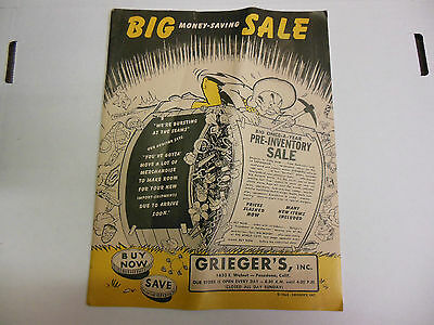 Grieger's Catalog Original Big Money-Saving Sale Pre-Inventory 1964 061113ame