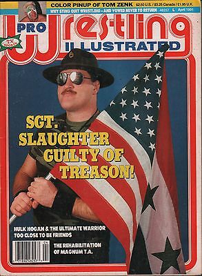 Pro Wrestling Illustrated April 1991 Sgt. Slaughter, Hulk Hogan VG 122315DBE