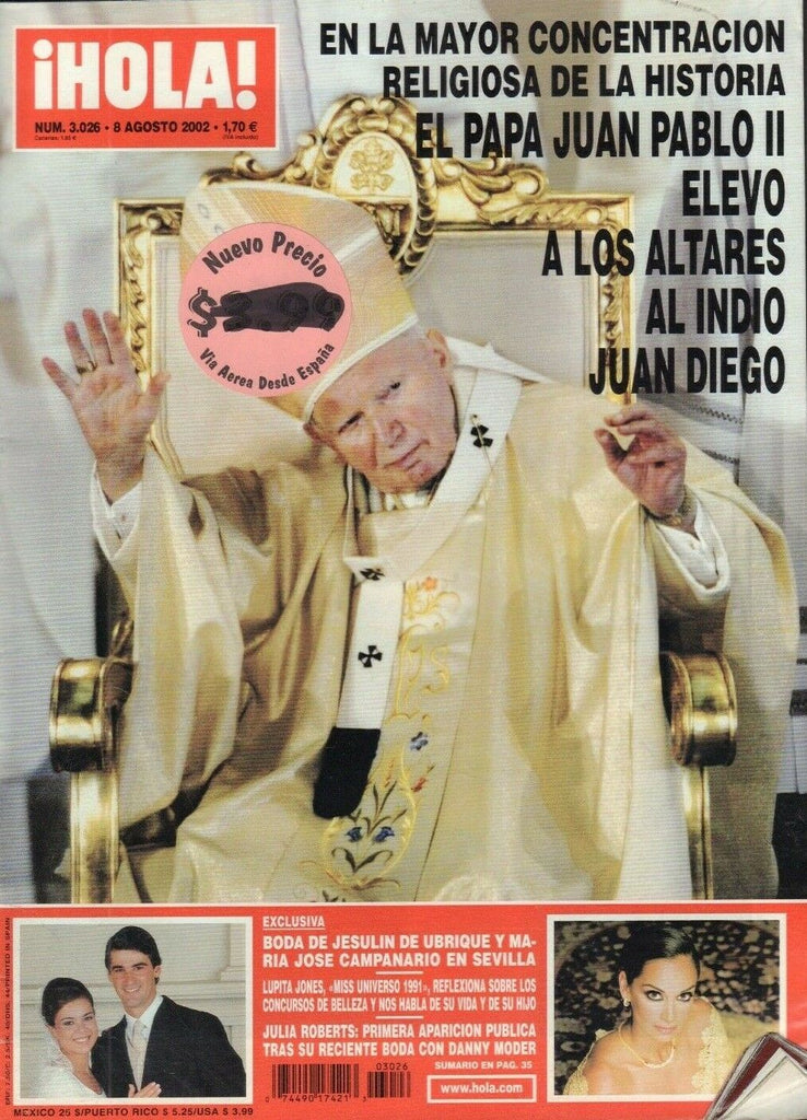 HOLA Spanish Mag August 8 2002 El Papa Juan Pablo II Julia Roberts 021819DBE