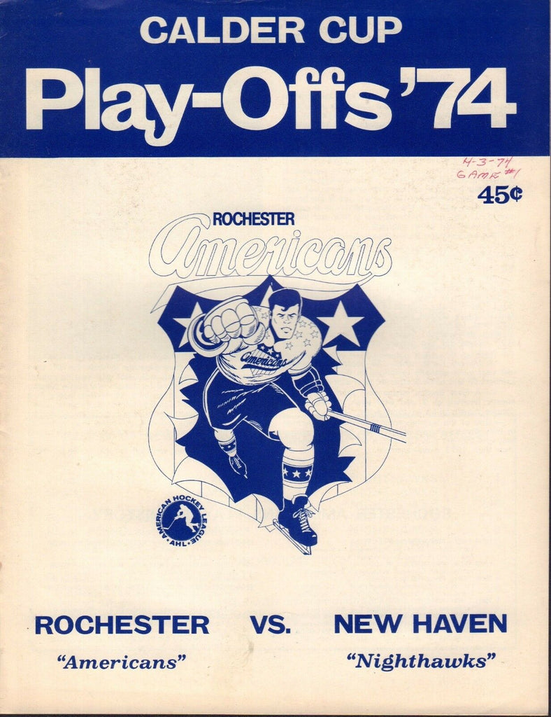Rochester Americans vs. New Haven Calder Cup Playoff Program 1974 072917nonjhe