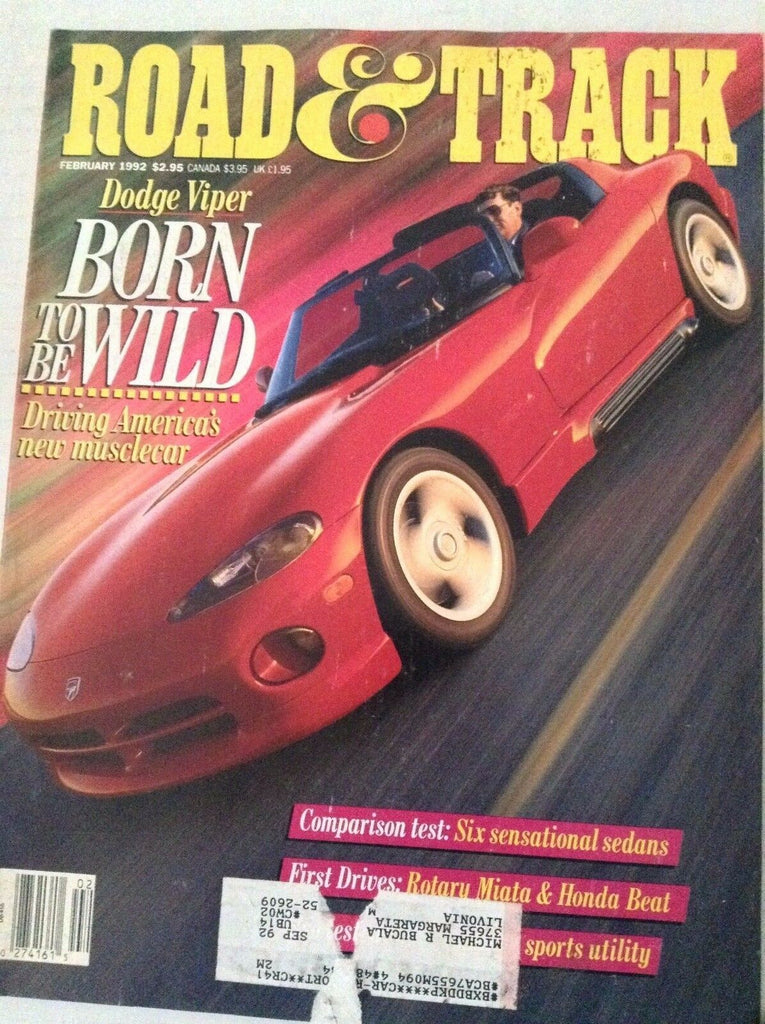 Road & Track Magazine Dodge Viper February 1992 081117nonrh