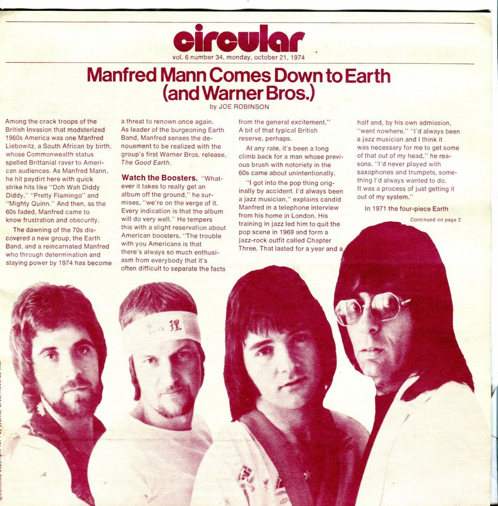 Circular Music Magazine October 21 1974 Manfred Mann EX 021917jhe