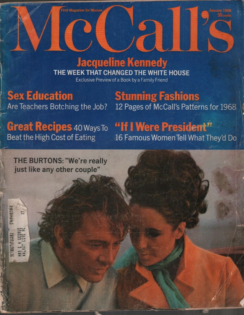 McCall's Magazine January 1968 Jacqueline Kennedy The Burtons JFK 93019AME2