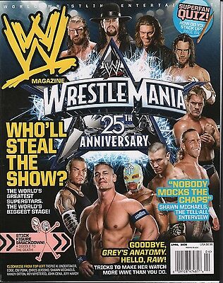 WWE magazine April 2009 "Wrestlemania 25th Anniversary" John Cena EX 121015DBE