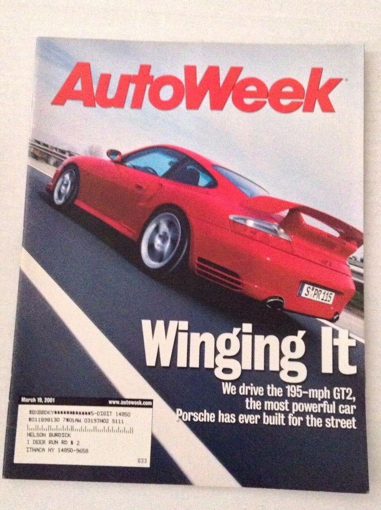 Autoweek Magazine GT2 Porsche March 19, 2001 020617RH