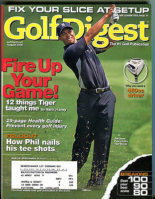 Golf Digest Magazine August 2006 Fire Up Your Game! Tiger Woods EX 022316jhe