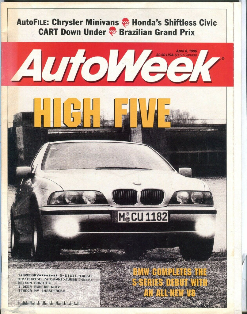 AutoWeek Magazine April 8 1996 BMW 5-Series EX w/ML 022317nonjhe