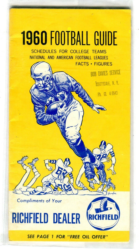 Richfield Gasoline Dealer 1960 Football Guide VG 122816jh