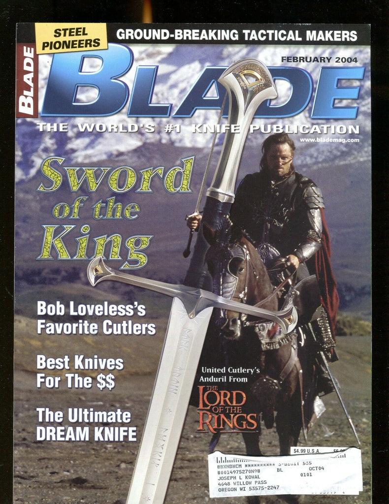 Blade Magazine February 2004 Anduril Lord Of The Rings EX w/ML 012417jhe