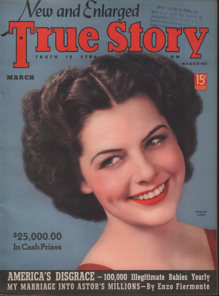 True Story Vintage Magazine March 1939 Kathlyn Osbon Enzo Fiermonte 100118ame