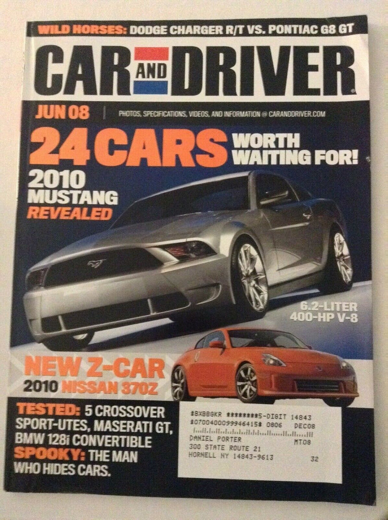 Car And Driver Magazine 2010 Mustang Maserati GT June 2008 061219nonrh