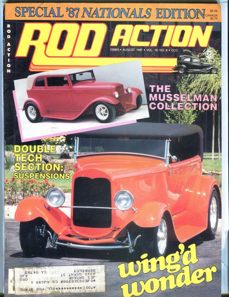 Rod Action Magazine August 1987 Musselman Collection EX w/ML 031317nonjhe