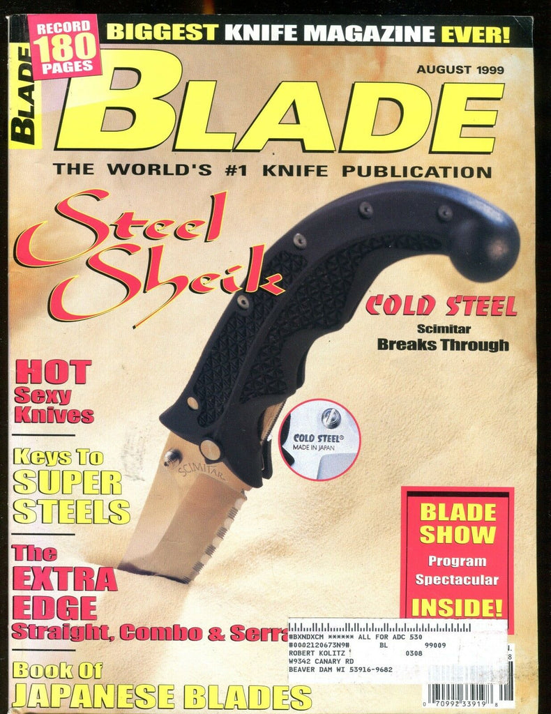 Blade Magazine August 1999 Cold Steel EX w/ML 012417jhe