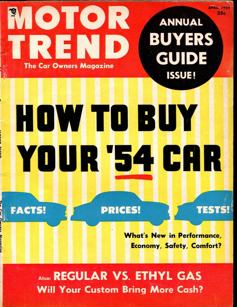 Motor Trend Magazine April 1954 Regular vs. Ethyl Gas VG No ML 030117nonjhe