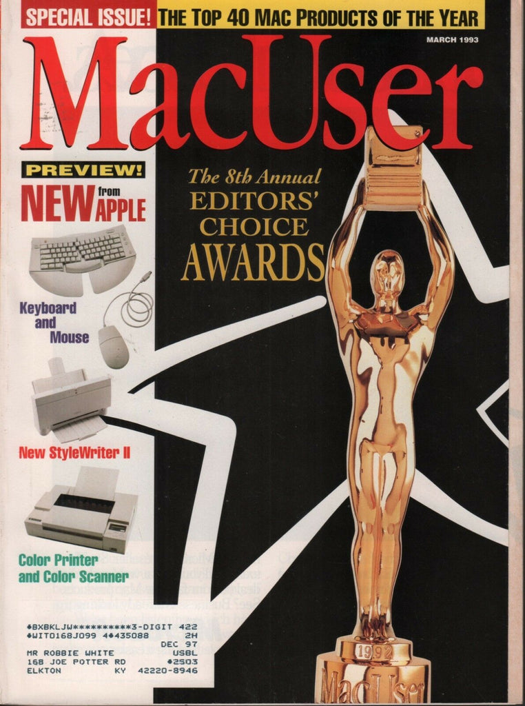 MacUser March 1993 Timbuktu Alias Sketch Cachet w/ML 083018DBE
