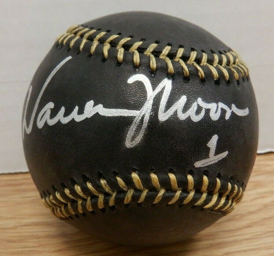 Warren Moon Signed Autographed MLB Black Leather Rawlings Ball w/COA 120219DBT