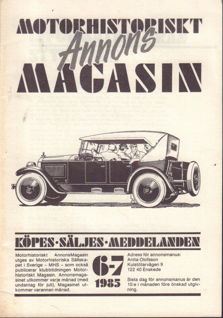 Motorhistoriskt Magasin Annons Swedish Car Magazine 6-7 1985 Ford 032717nonDBE