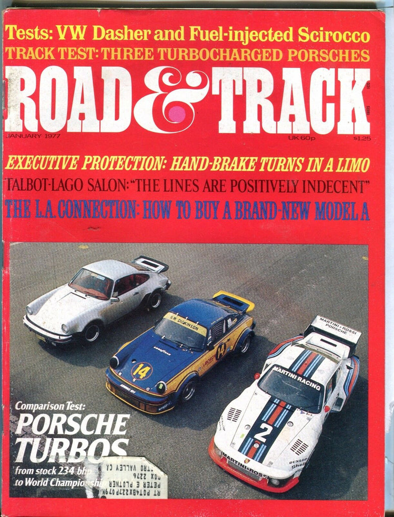 Road & Track Magazine January 1977 Porsche Turbos VG w/ML 032017nonjhe