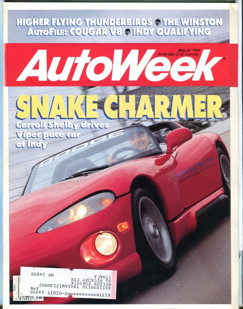AutoWeek Magazine May 27 1991 Carroll Shelby EX w/ML 022317nonjhe