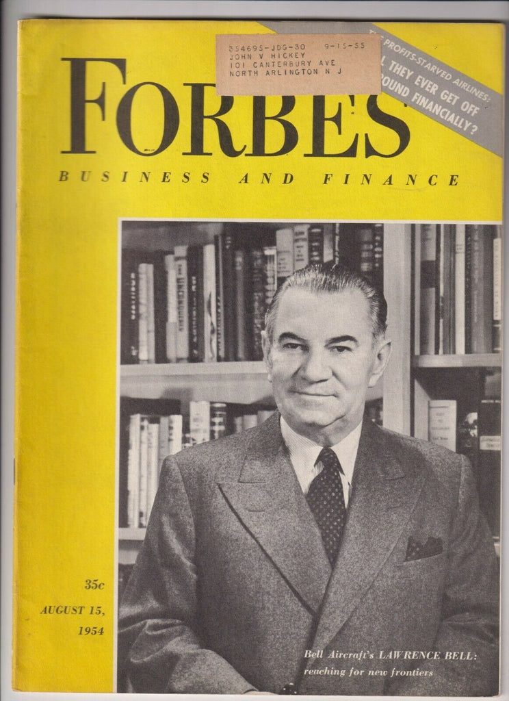 Forbes Mag Bell Aircraft's Lawrence Bell August 15, 1954 112719nonr