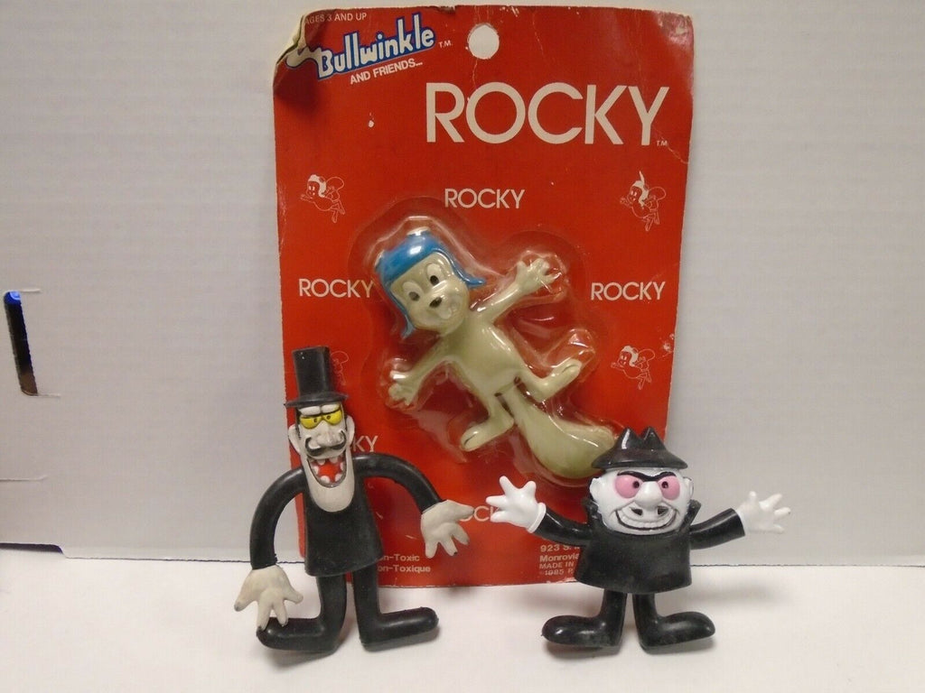 Rocky & Bullwinkle Bendy Jesco/Swidley Lot 3pcs About 3" 1980s/70s 120419AMT2