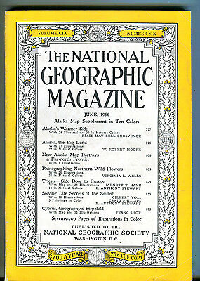 National Geographic Magazine June 1956 Alaska No Map VG 071316jhe