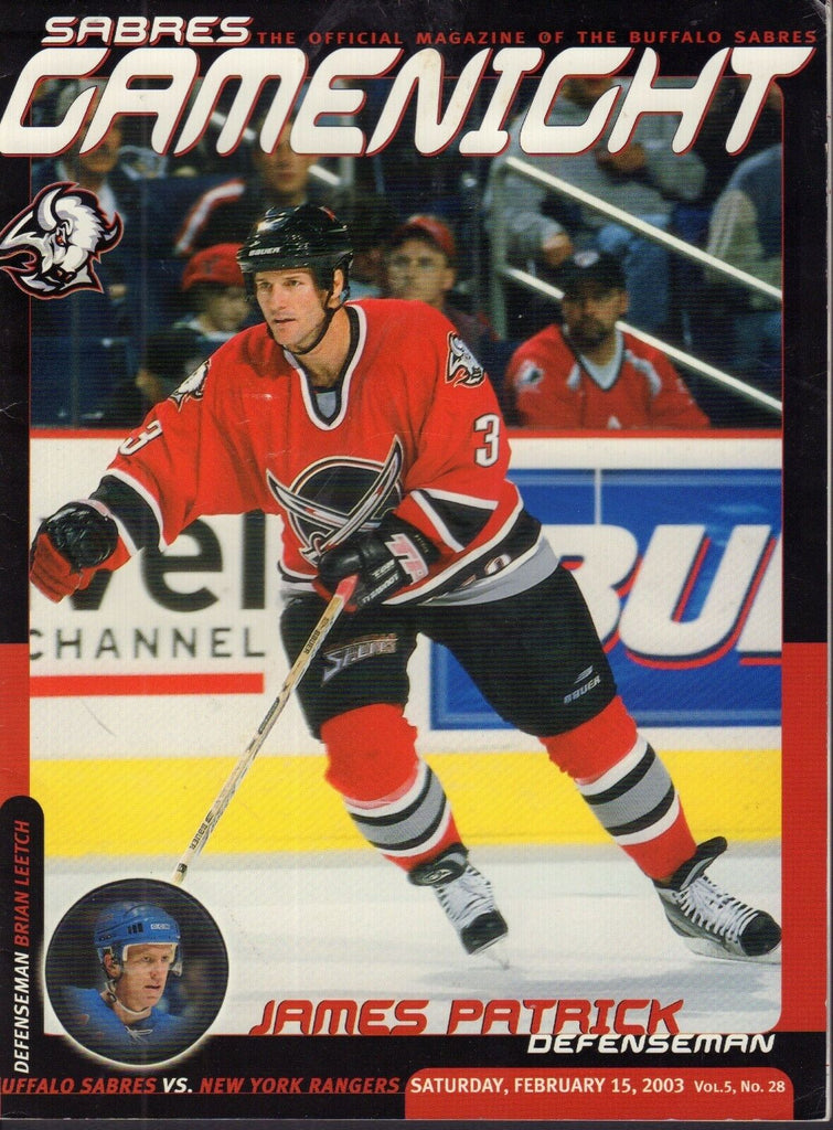 Buffalo Sabres Magazine Gamenight vs. Rangers 2003 James Patrick 072417nonjhe